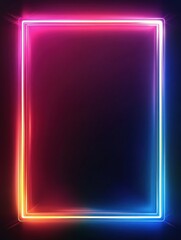 Abstract neon frame with glowing light and colorful rectangular border