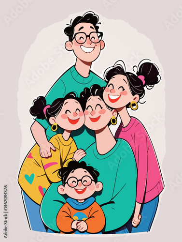  Cartoon Style of Family illustration