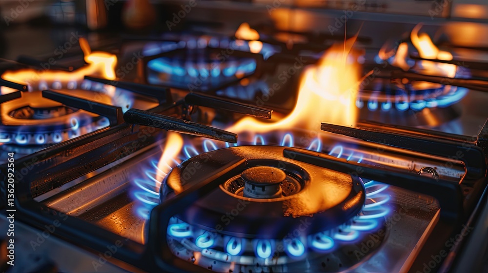 Close-up of blue flames on a gas stove Close-up of blue flames on a gas stove