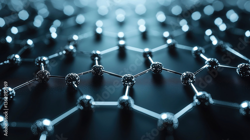 Close-up view of a molecular structure showcasing interconnected atoms and bonds in a scientific representation