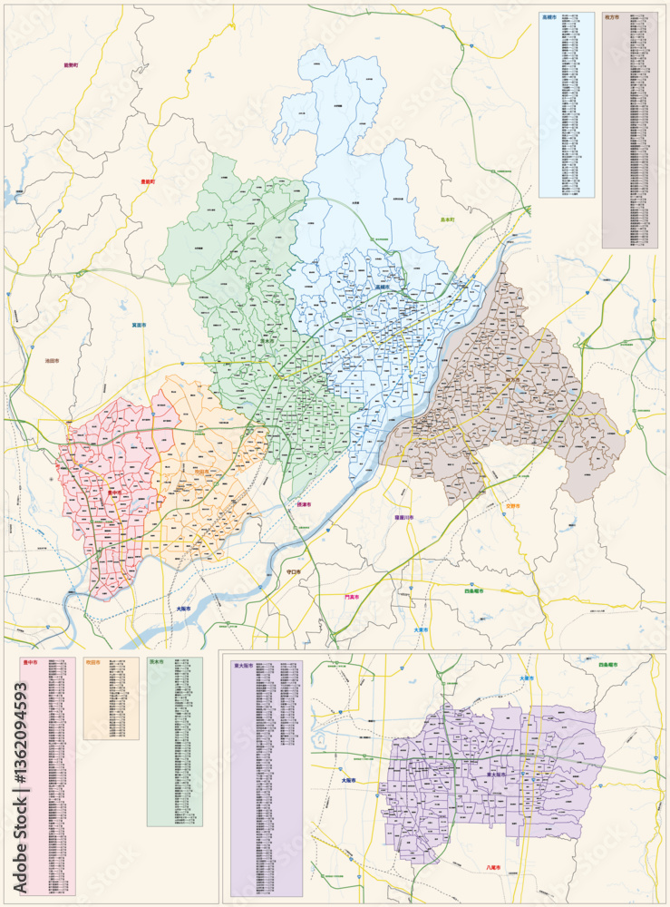 Obraz premium 大阪府／豊中市・吹田市・茨木市・高槻市・枚方市・東大阪市