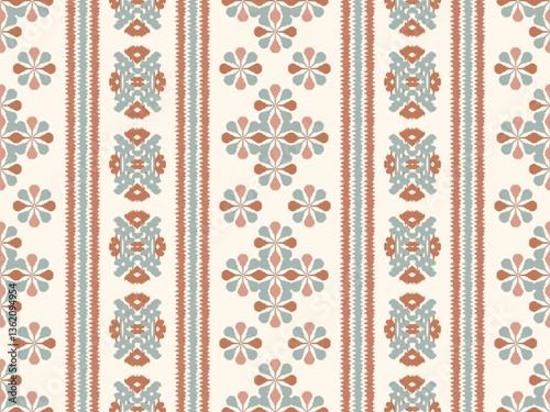 Ikat Abstract striped Ethnic art. Seamless patterns tribal, folk embroidery, and Mexican style. Aztec geometric art ornament print.Design for carpet, cover wallpaper, wrapping, fabric, clothing