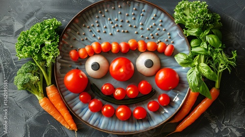 Healthy food concept. Smiling face made of fresh