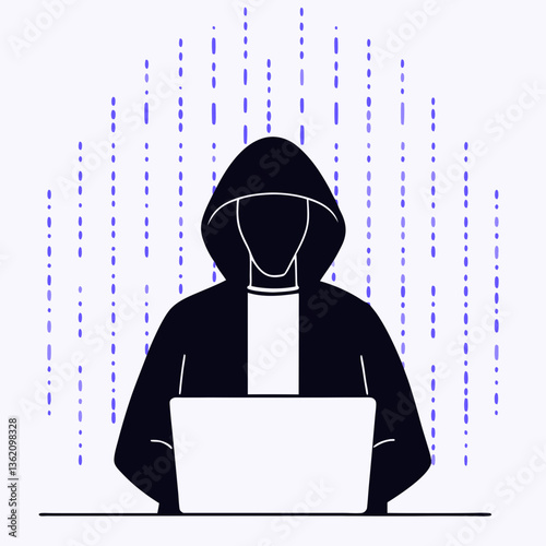 Hacker & Matrix Code Vector - Cybersecurity Digital Art
