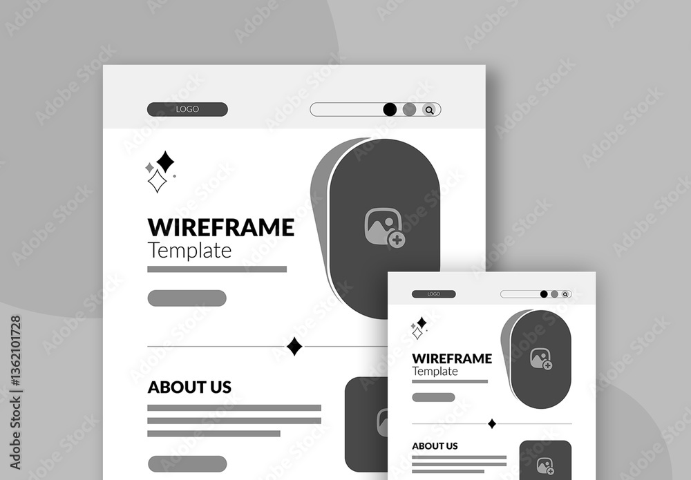 Wireframe Template Design Layout Stock Template | Adobe Stock