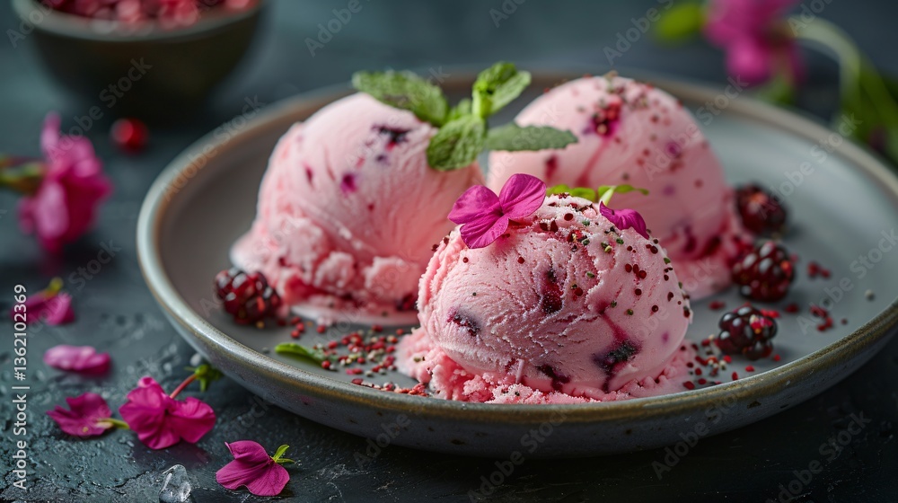 strawberry ice cream with mint strawberry ice cream with mint