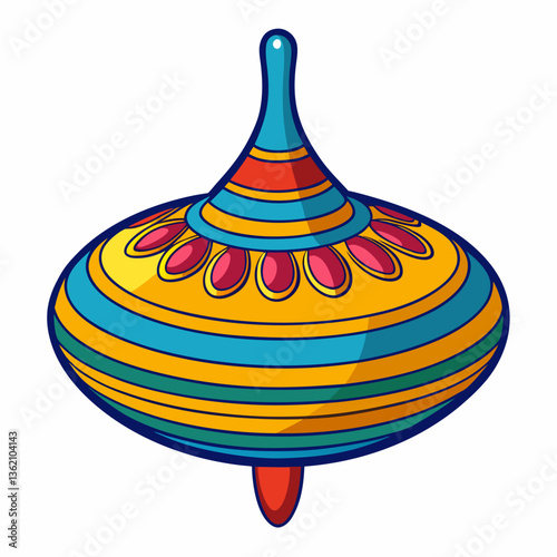 classic spinning top with vibrant patterns