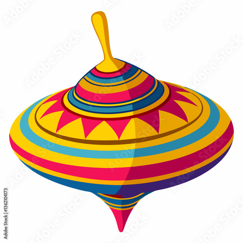 classic spinning top with vibrant patterns