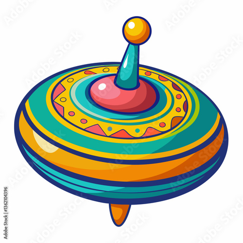classic spinning top with vibrant patterns