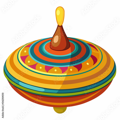classic spinning top with vibrant patterns