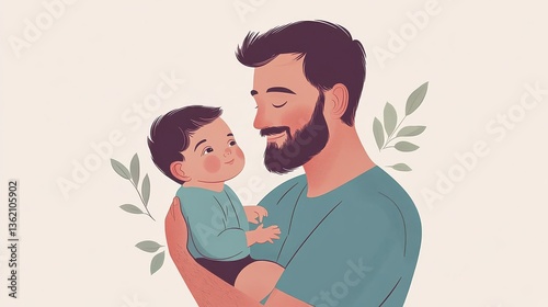 Father holding a baby with affection suitable for family or parenting content illustration