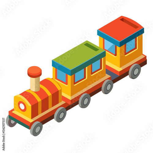 miniature toy train with attached carriages