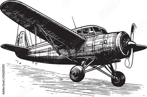 Airplane vintage old vector illustration