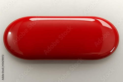 A glossy red oblong shape resting on a neutral background