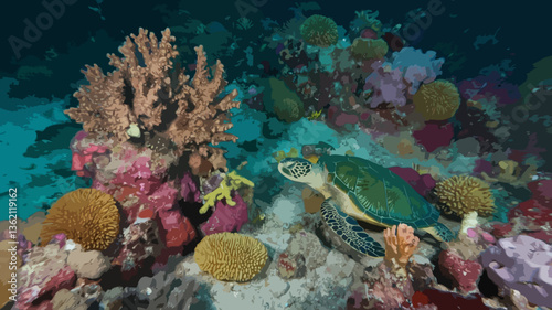 Turtle on the seafloor