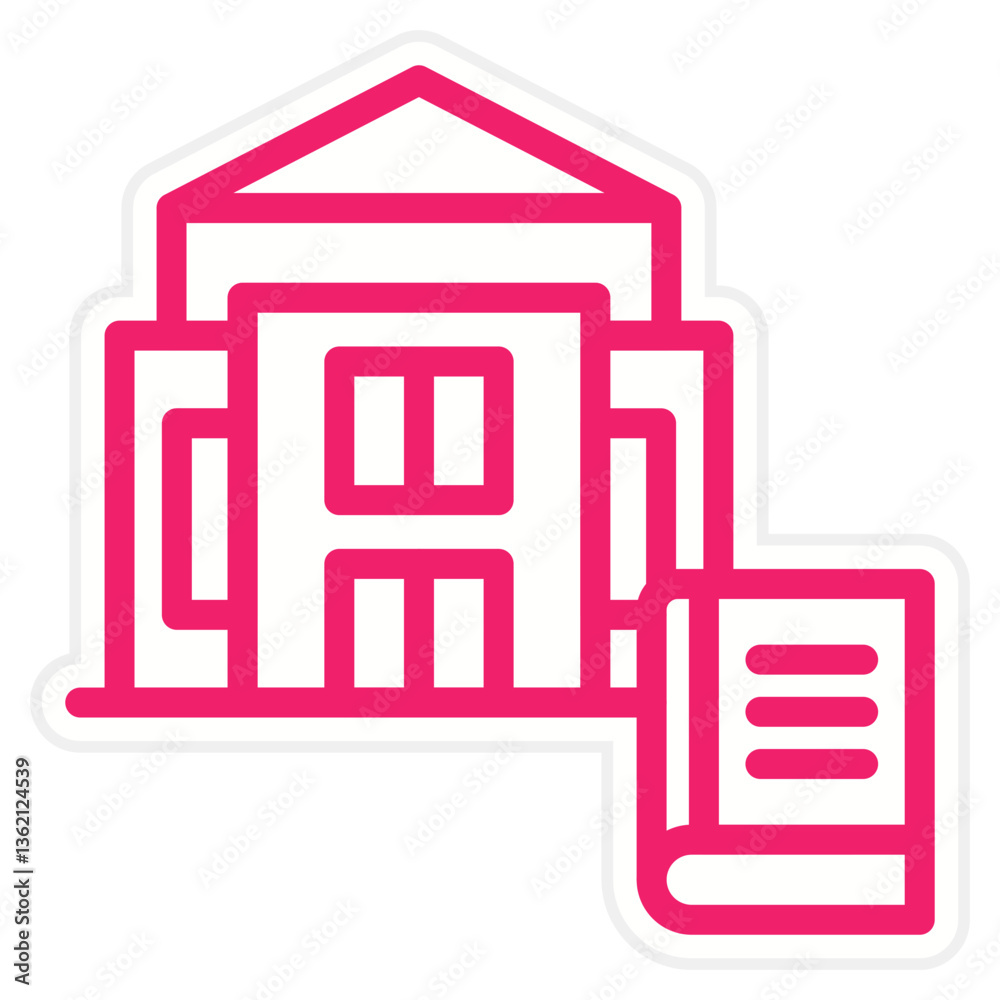 Library Building Icon Style