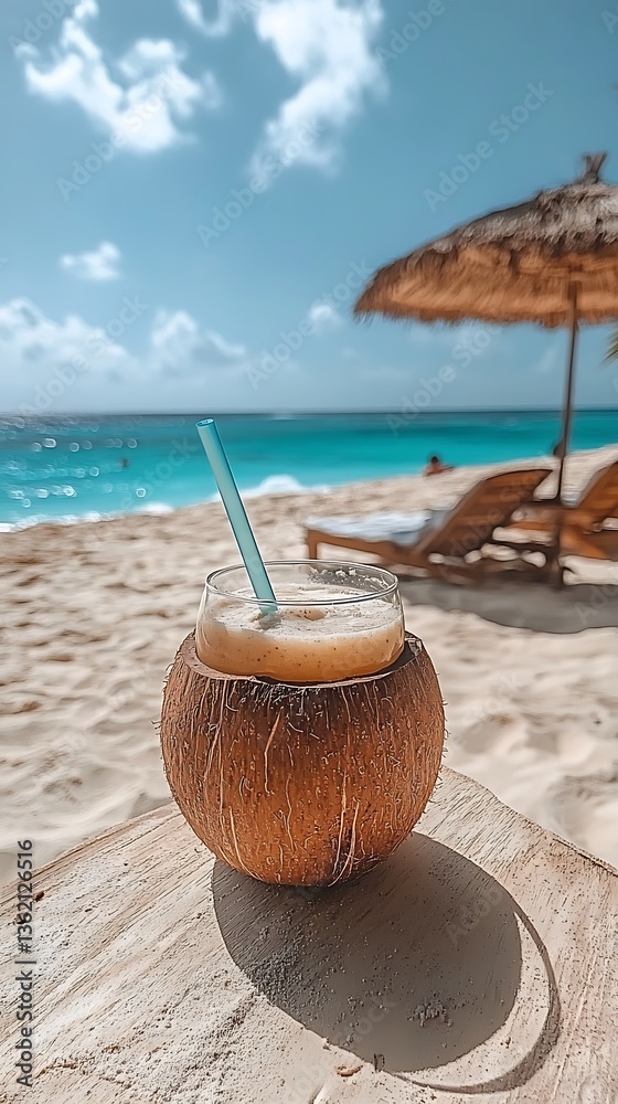 custom made wallpaper toronto digitalA tropical drink sits in a coconut shell near the beach