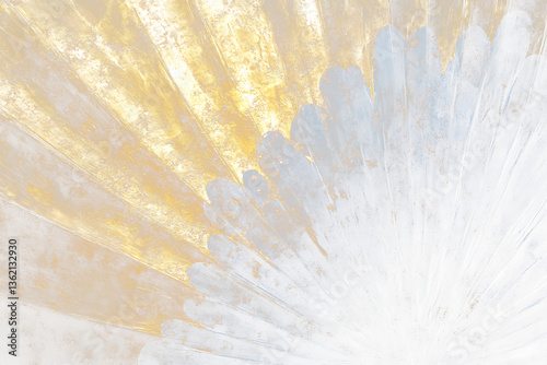 Abstract gold and blue fan detail.