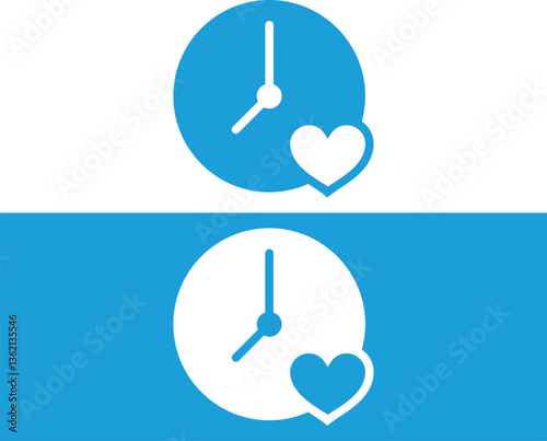Clock with heart icon showing time and love
