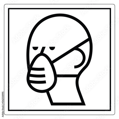 Minimalist Line Art of a Face Masked Figure Representing Safety and Health Awareness in Modern Society