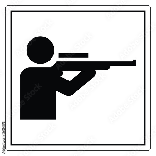 Silhouette of Person Aiming with Rifle in Black and White Style for Hunting or Shooting Sports Visuals