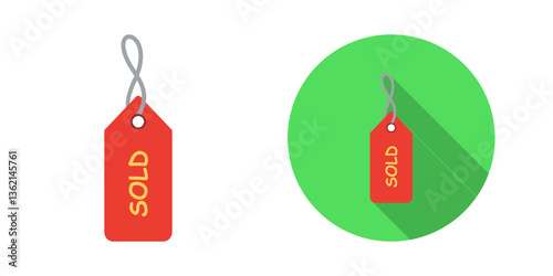 Unique Sold Tag Vector Icon