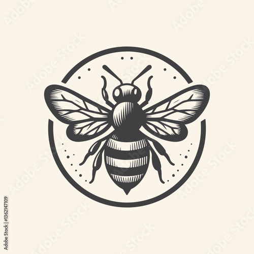 Vintage Honey bee editable vector logo. Hand drawn engraving style illustrations.	Vector illustration of a black bee icon in a silhouettes style. 