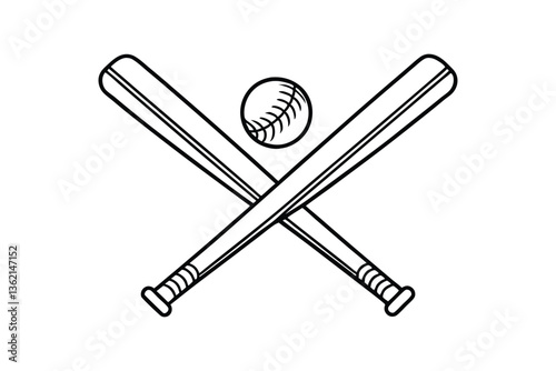 Line art vector style illustration of two baseball bats crossed over each other.eps