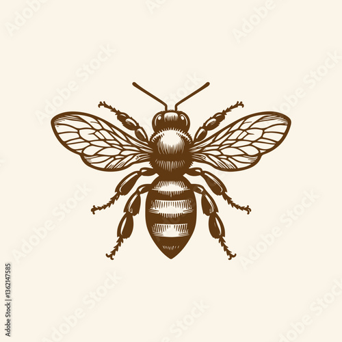 Honey bee editable vector logo. Hand drawn engraving style illustrations.	Vector illustration of a black bee icon in a silhouettes style. 