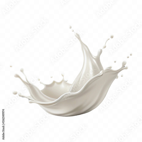abstract 3d white liquid milk splash with clipping pathisolated on white 