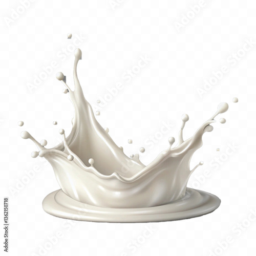 abstract 3d white liquid milk splash with clipping pathisolated on white 