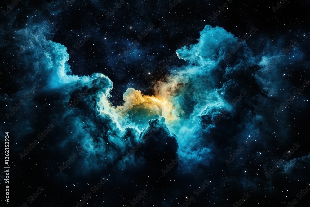 Fototapeta premium Cosmic explosion with bright light and colorful space dust