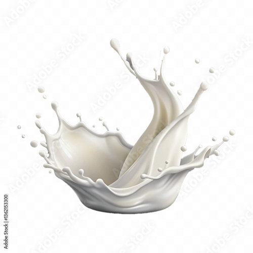 abstract 3d white liquid milk splash with clipping pathisolated on white 