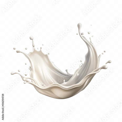 abstract 3d white liquid milk splash with clipping pathisolated on white 