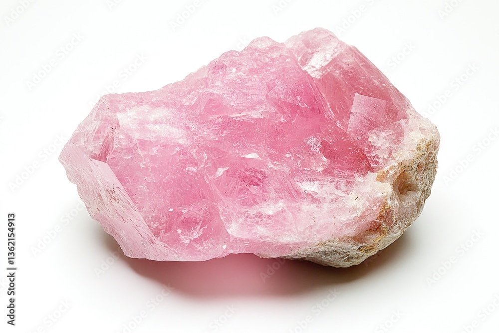 Close Up of Pink Kunzite Stone Specimen on White Background Close Up of Pink Kunzite Stone Specimen on White Background