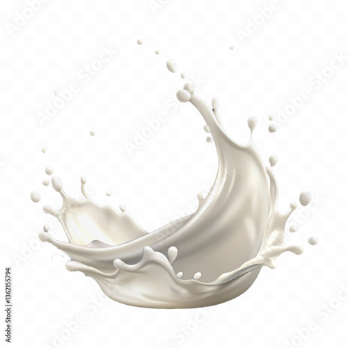 abstract 3d white liquid milk splash with clipping pathisolated on white 