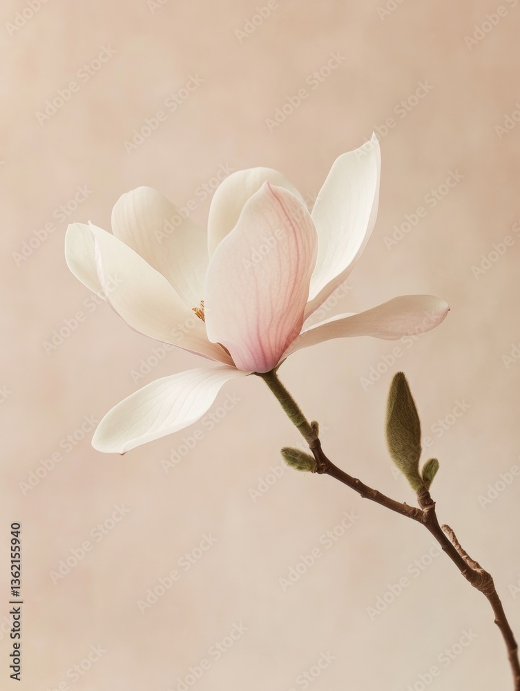 Obraz premium A single magnolia flower on a light background