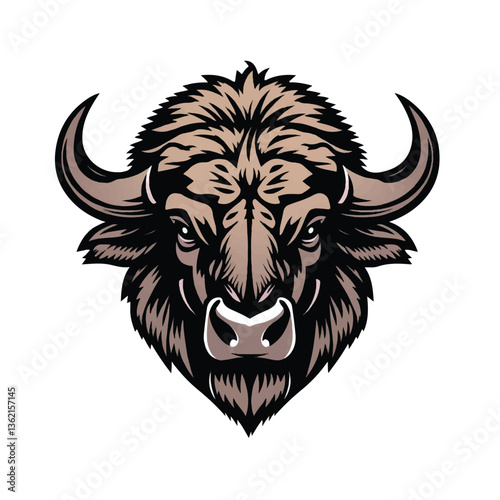 Bufallo logo design. Buffalo silhouette logo icon. Vector illustration.