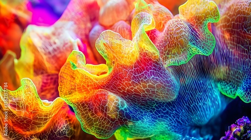 Fototapeta Naklejka Na Ścianę i Meble -  Vibrant Rainbow Coral Reef Closeup Abstract