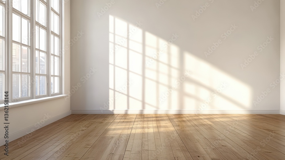 An empty room with white walls and a brown wooden floor. illustration An empty room with white walls and a brown wooden floor. illustration