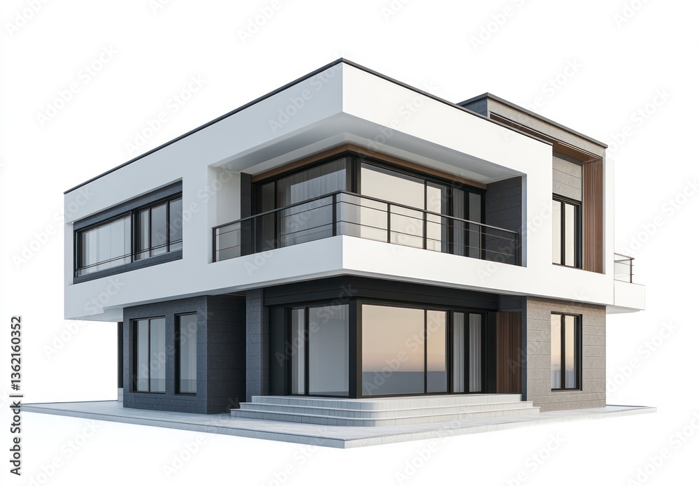Modern Architectural Design of a Two Story Home with Balcony Modern Architectural Design of a Two Story Home with Balcony