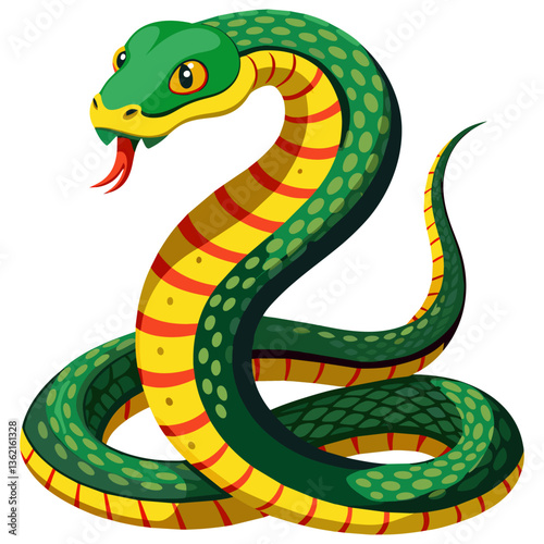 snake vector illustration, realistic reptile artwork, wildlife and jungle animal design