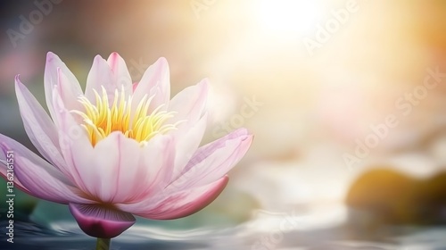 Wallpaper Mural Serene Pink Water Lily Blossom in Sunlight Torontodigital.ca