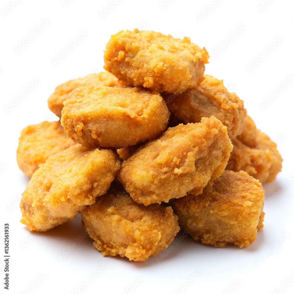 A variation of chicken nuggets often isolated on transparent background  
