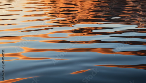 Abstract Reflections on a Rippling Water Surface at Sunset