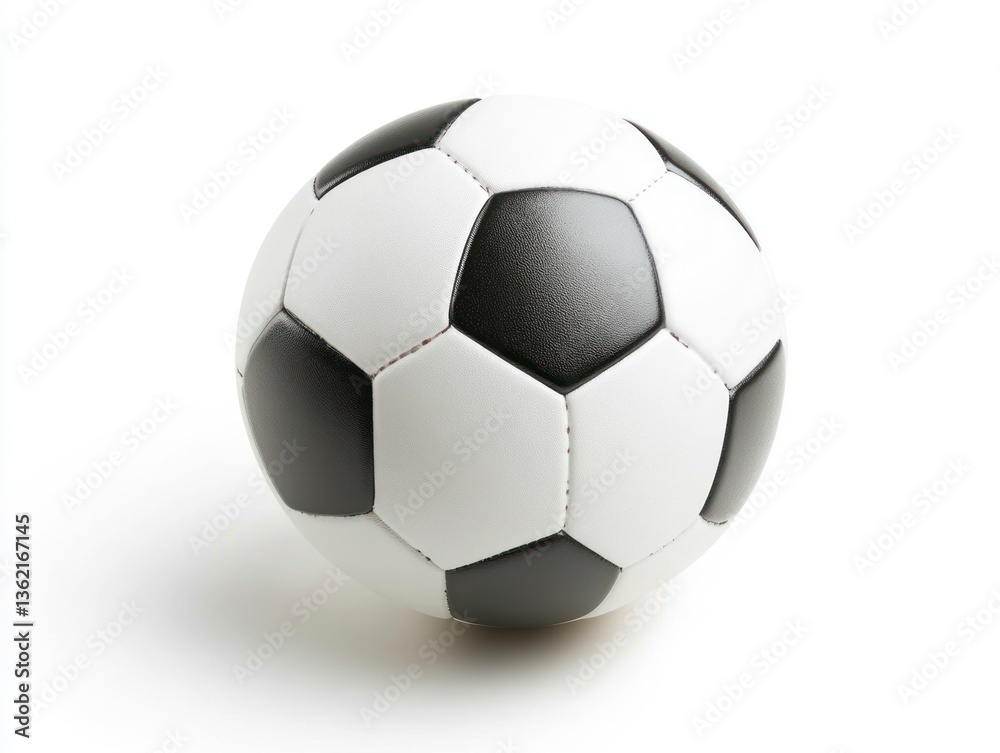 Classic Soccer Ball Showing Black and White Pattern on White Background Classic Soccer Ball Showing Black and White Pattern on White Background