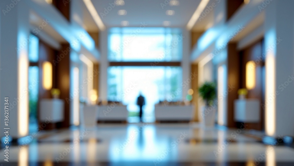 Modern luxury lobby with blurred interior view Modern luxury lobby with blurred interior view