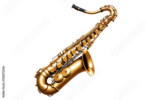 saxophone isolated on white background, on transparent background png