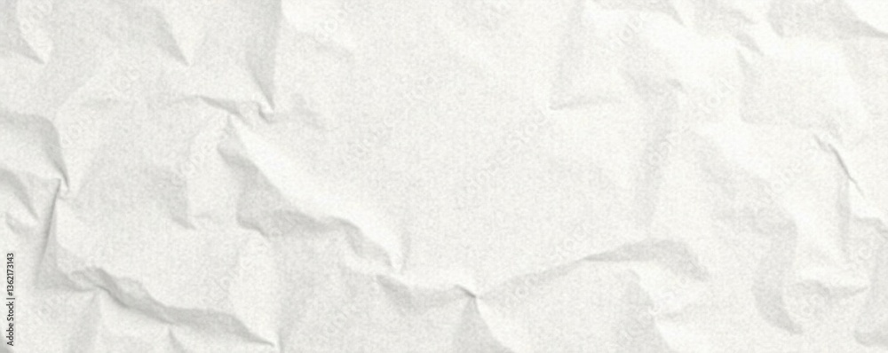 Naklejka premium White paper with random wrinkles and creases, perfect for creating a vintage or nostalgic atmosphere, paper texture, crumpled background, aged effect