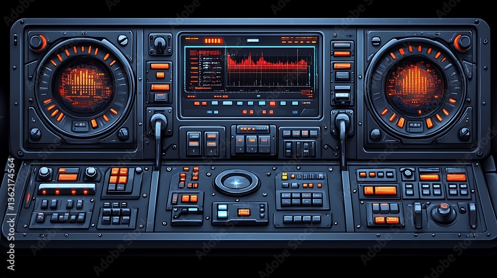 Futuristic digital audio workstation. Futuristic digital audio workstation.